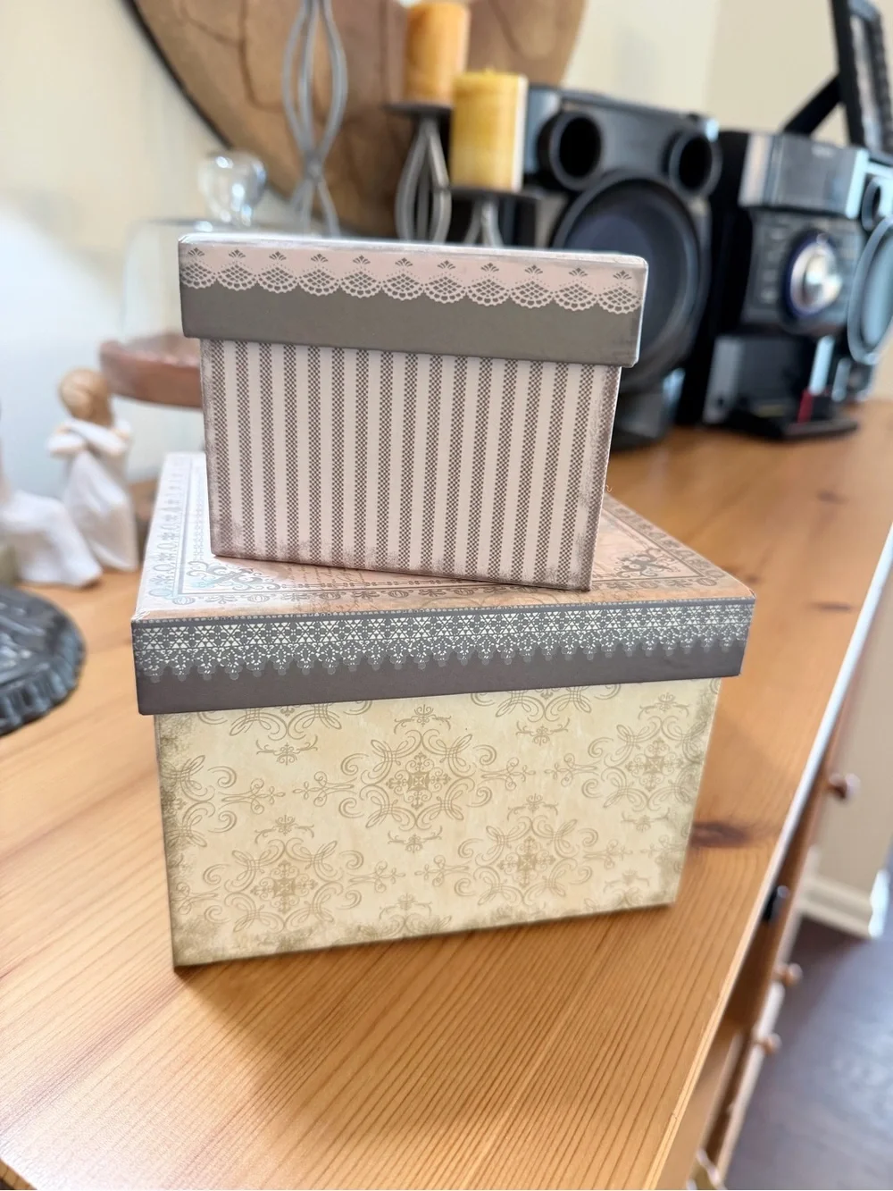 Set of 2 Ashland Signature Vintage-Style Decorative Keepsake Boxes